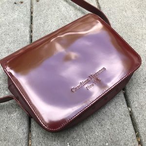 Carolina Herrera Maroon Cross Body Nylon PVC